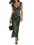 Giorgia - Vestido largo con estampado floral y encaje retro