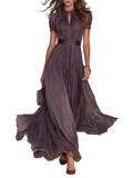 Flavia - Vestido largo morado con escote en forma de llave