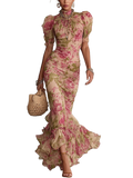 Fiora - Vestido largo con estampado vintage