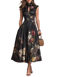 Violeta - Vestido negro con estampado floral