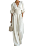 Daniela | Mono elegante de escote en V y pierna ancha